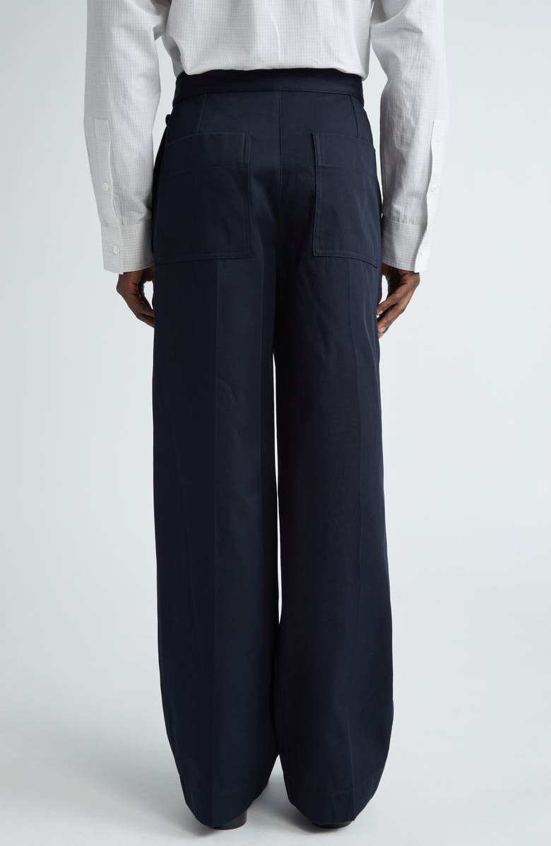 Bottega Veneta Folded Front Detail Cotton Twill Trousers, Alternate, color, 
