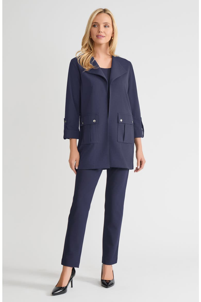 Heritage Lightweight Stretch Deco Crepe Wing Collar Jacket, Alternate, color, Indigo