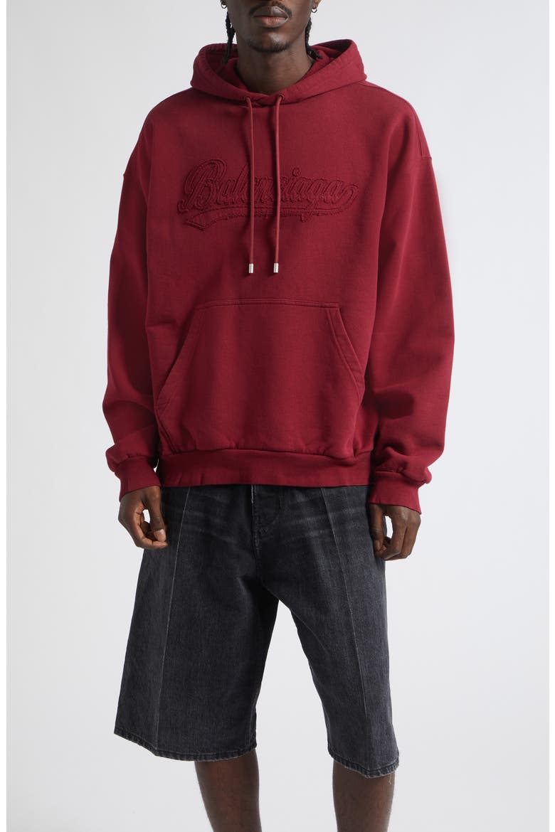 Logo Appliqué Cotton Hoodie, Main, color, 6164 BURGUNDY
