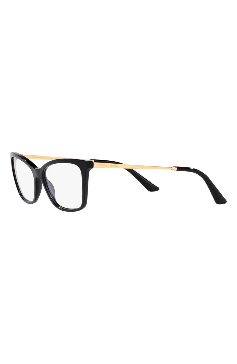 Dolce&Gabbana 54mm Rectangular Optical Glasses, Alternate, color, Black