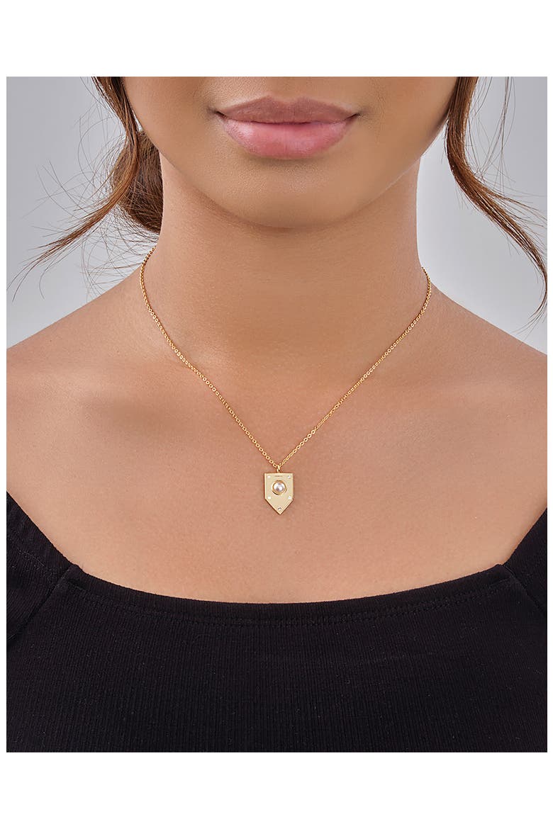 Marcella Shield Pendant Necklace, Main, color, GOLD