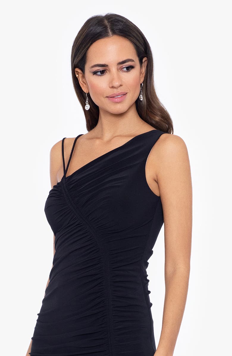 Xscape Evenings Ruched Asymmetric Neck Gown, Alternate, color, 