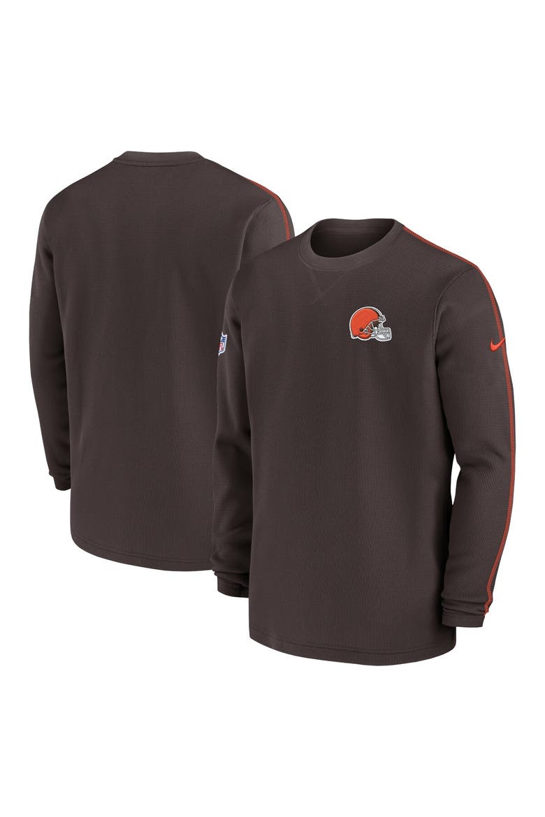 Men's Nike Brown Cleveland Browns 2024 Sideline Coaches Long Sleeve Top, Alternate, color, Brown
