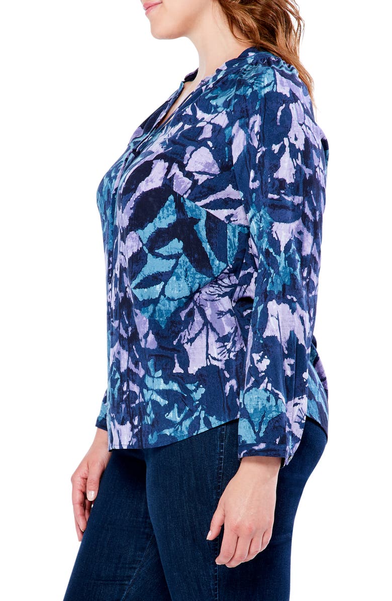 NIC+ZOE Indigo Vines Live In Print Blouse, Alternate, color,