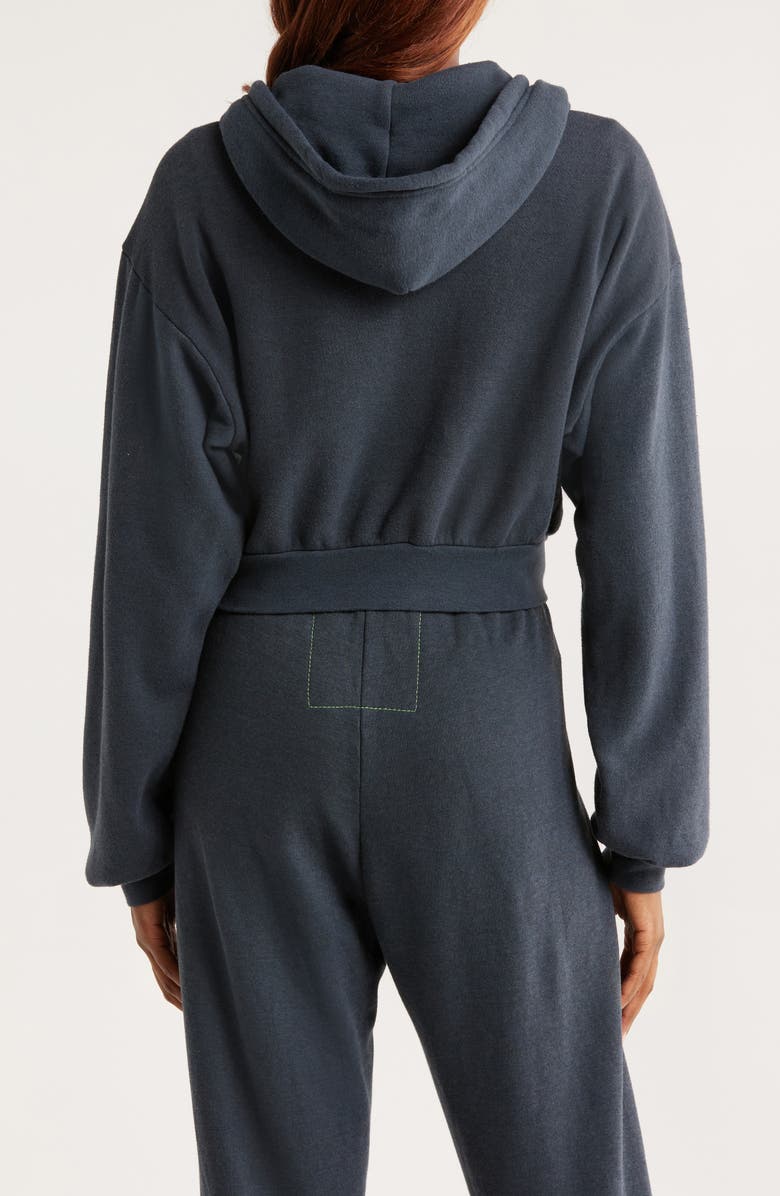 Aviator Nation Sunset Patch Crop Zip Hoodie, Alternate, color, Charcoal