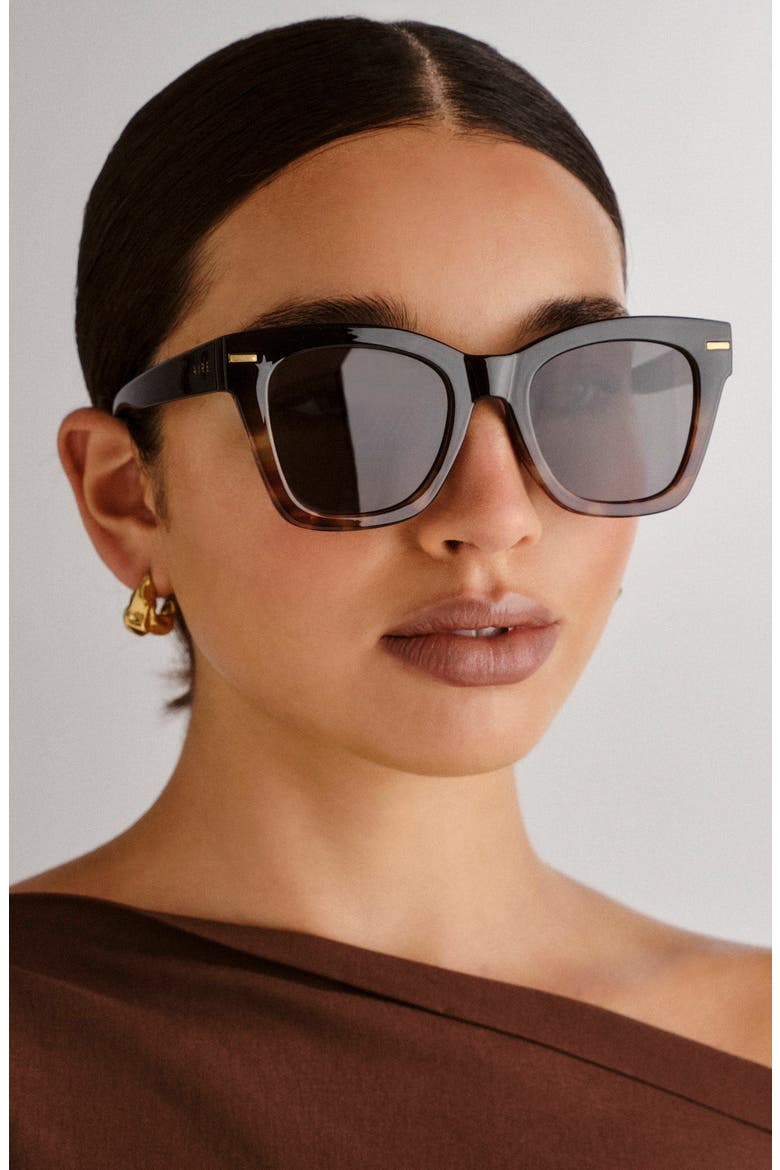 Intergalactic 50mm Square Sunglasses, Alternate, color, BLACK TORT SPLICE