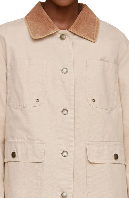 Avec Les Filles Contrast Collar Barn Jacket In Stone