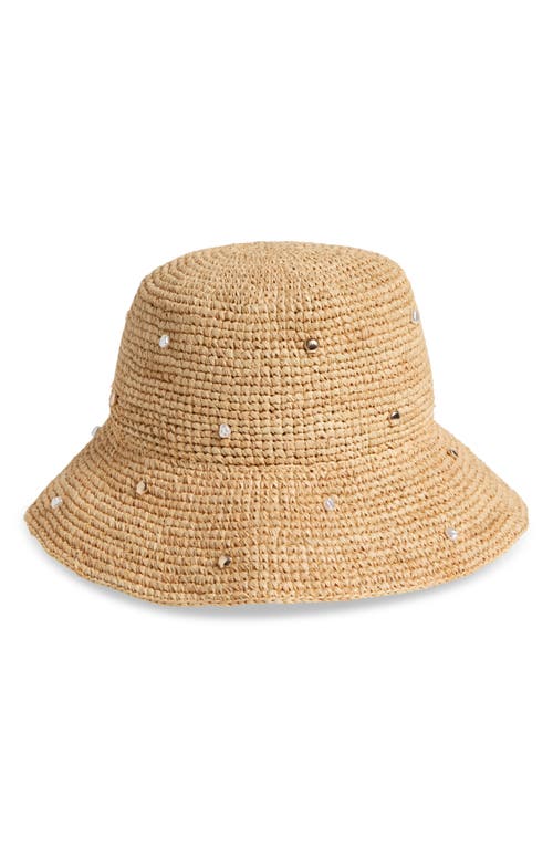 L*space Lspace Paco Embellished Paper Raffia Bucket Hat In Natural