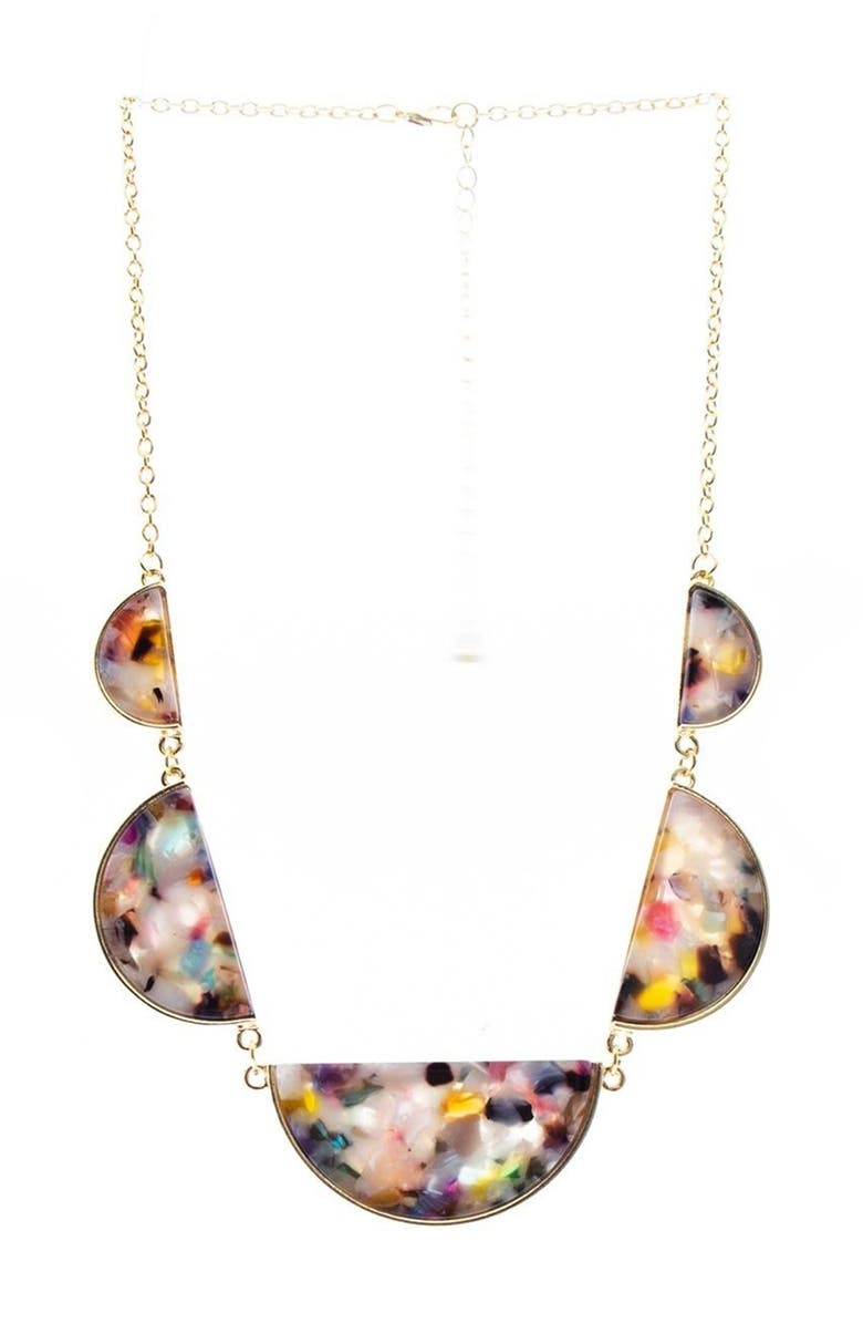 SAACHI Day Out Acrylic Half Moon Bib Necklace, Main, color,