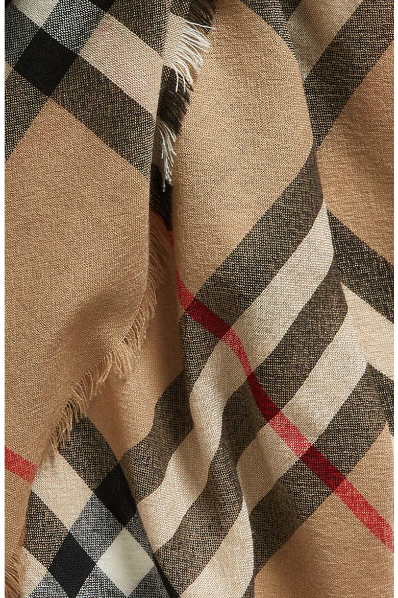 Giant Check Wool Fringe Scarf, Alternate, color, ARCHIVE BEIGE