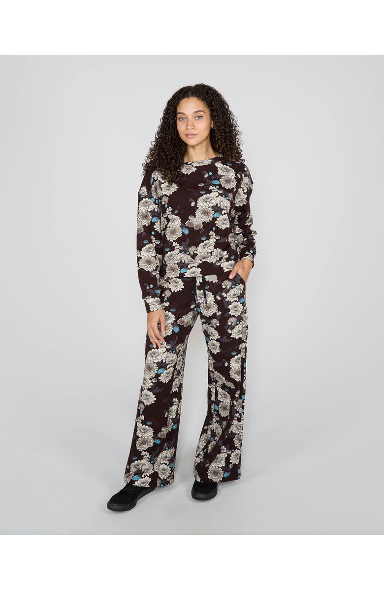 Lords of Harlech Paige Wide Leg Brushed Knit Pant, Alternate, color, Serious Floral Black