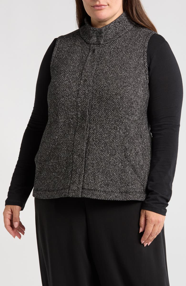 Eileen Fisher Stand Collar Organic Cotton French Terry Vest, Alternate, color, 