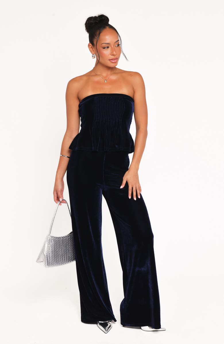 Petal & Pup Sutton Strapless Peplum Jumpsuit, Alternate, color, Midnight Blue Velvet
