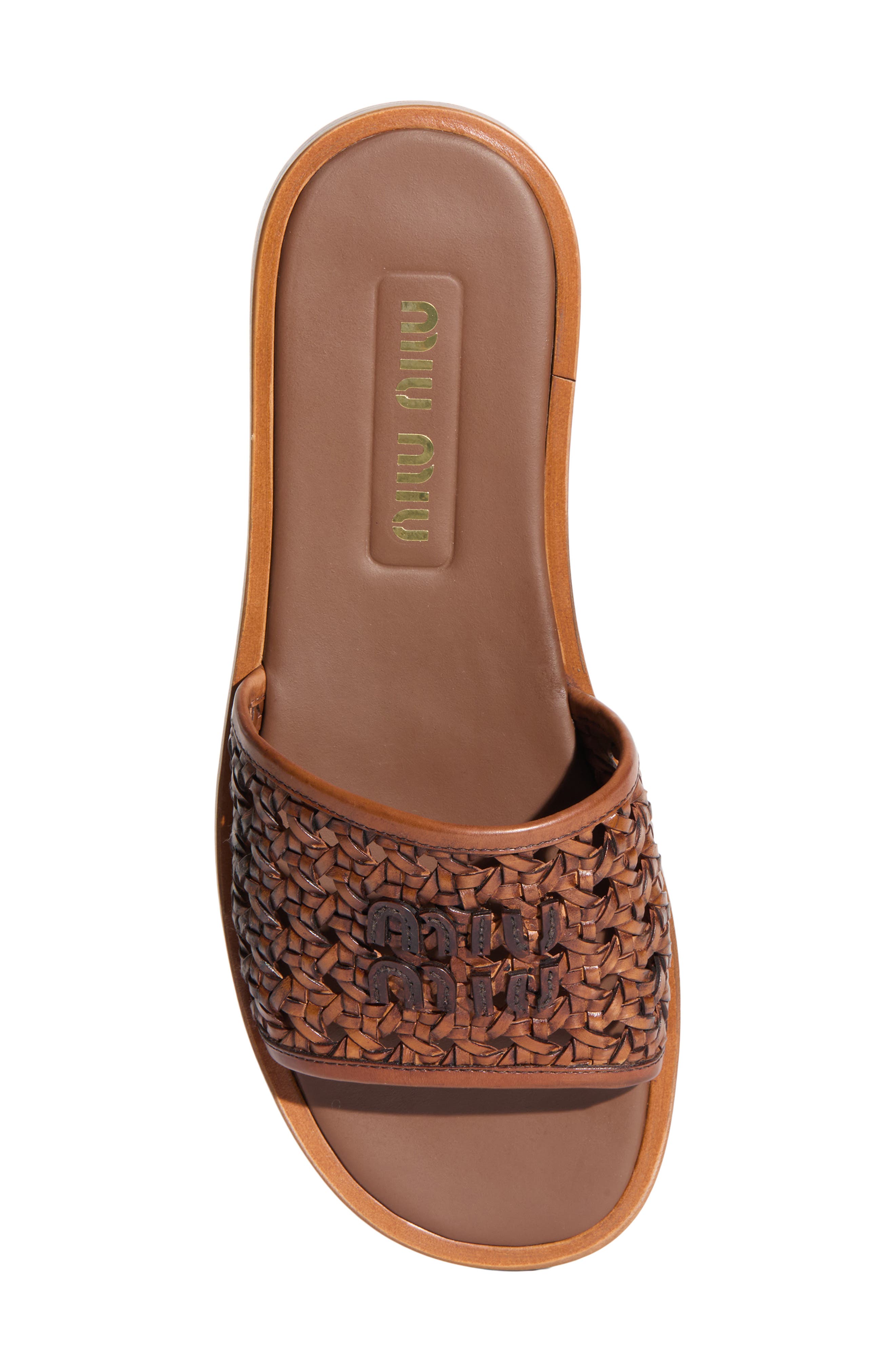 Miu Miu Woven Slide Sandal, Alternate, color, 