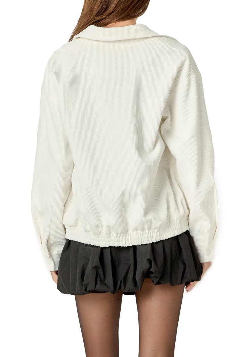 English Factory Oversize Corduroy Zip Jacket, Alternate, color, Off White