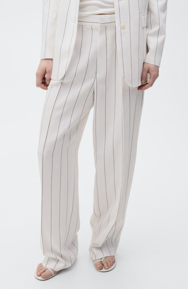 MANGO Stripe Suit Pants, Main, color, White