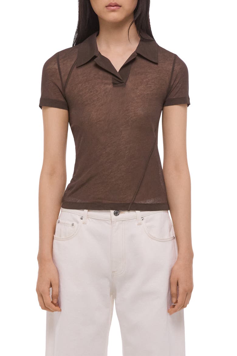 Zerosca Sheer Modal Twisted Polo, Main, color, BISTRE