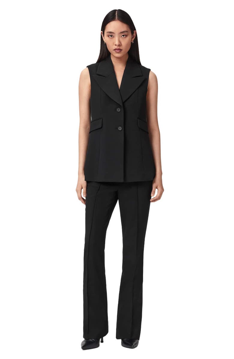 AllSaints Astra Longline Waistcoat, Alternate, color, Black
