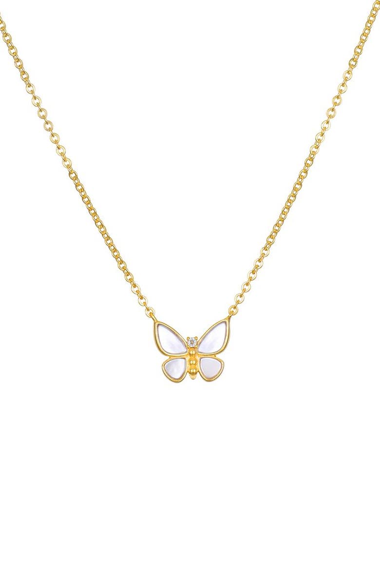 Satya Jewelry Renewed Hope Pearl Butterfly Necklace, Main, color, Gold
