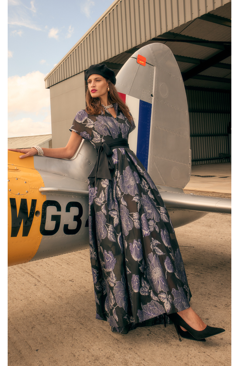 Temperley London Bridget Gown, Alternate, color, Black/Silver