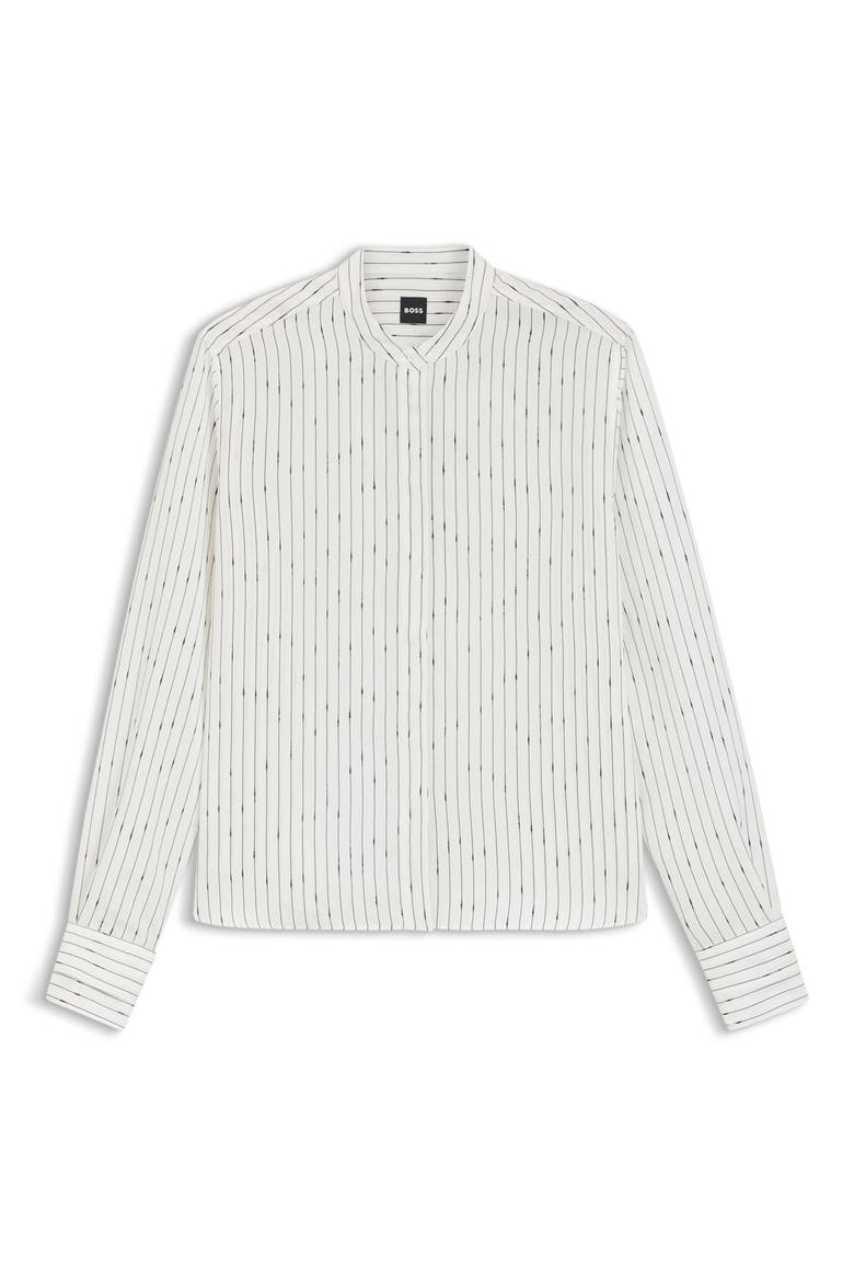 Bertyna Monday Stripe Crop Button-Up Shirt, Alternate, color, WHITE