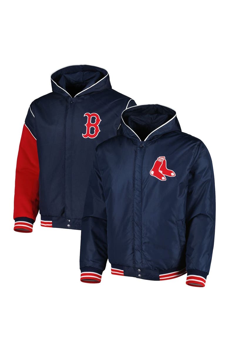 JH DESIGN Men's JH Design Navy Boston Red Sox Reversible Fleece Full-Snap Hoodie Jacket, Main, color, 