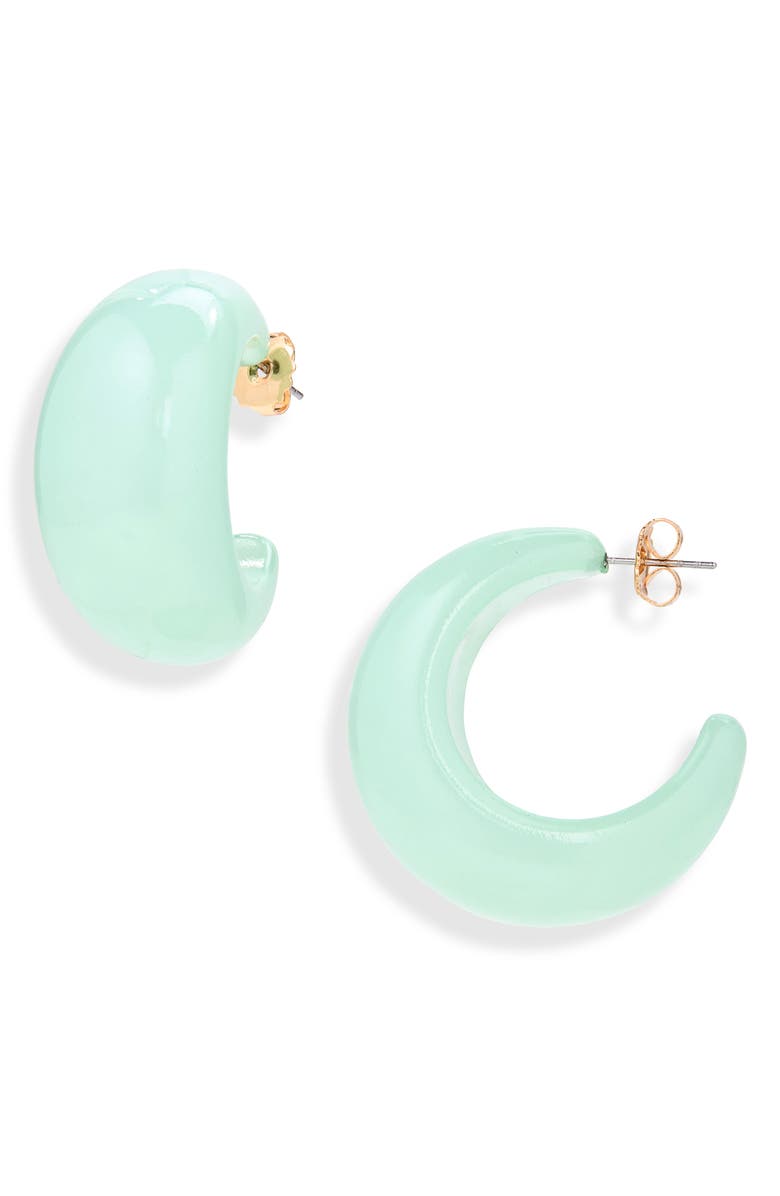Leith Puffy Resin Hoop Earrings, Main, color, Green
