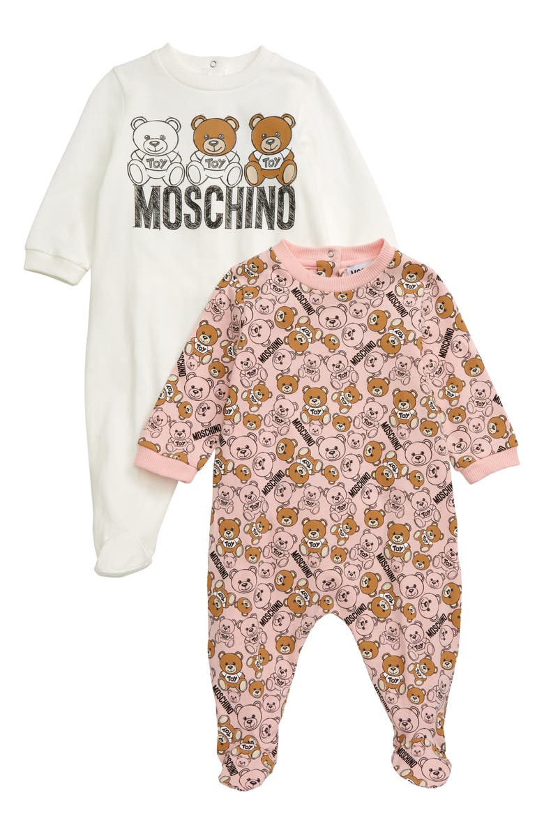 Moschino 2-Pack Bear Footies, Main, color, 