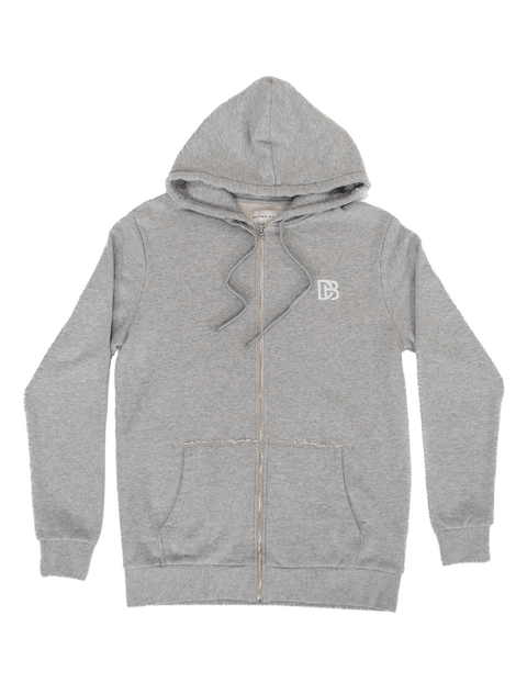 Grey Melange Zip Hoodie