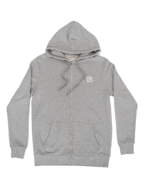 Dapper Boi Grey Melange Zip Hoodie In Grey Melange
