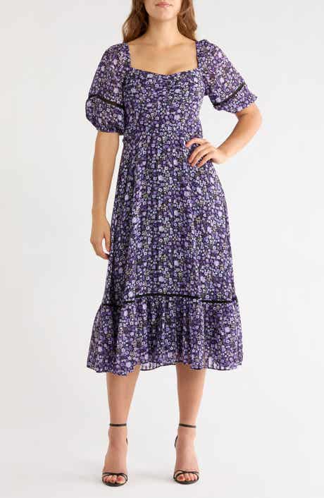 Chloe Floral Puff Sleeve Midi Dress