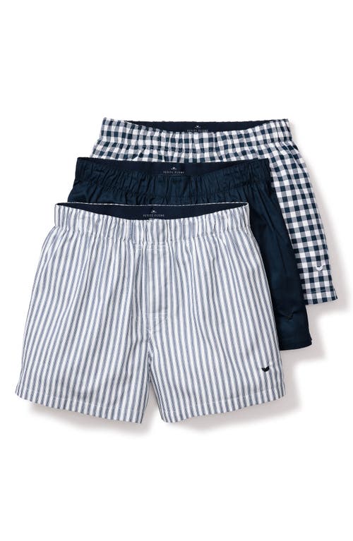 Petite Plume Assorted 3-Pack Woven Cotton Boxers in Navy  product