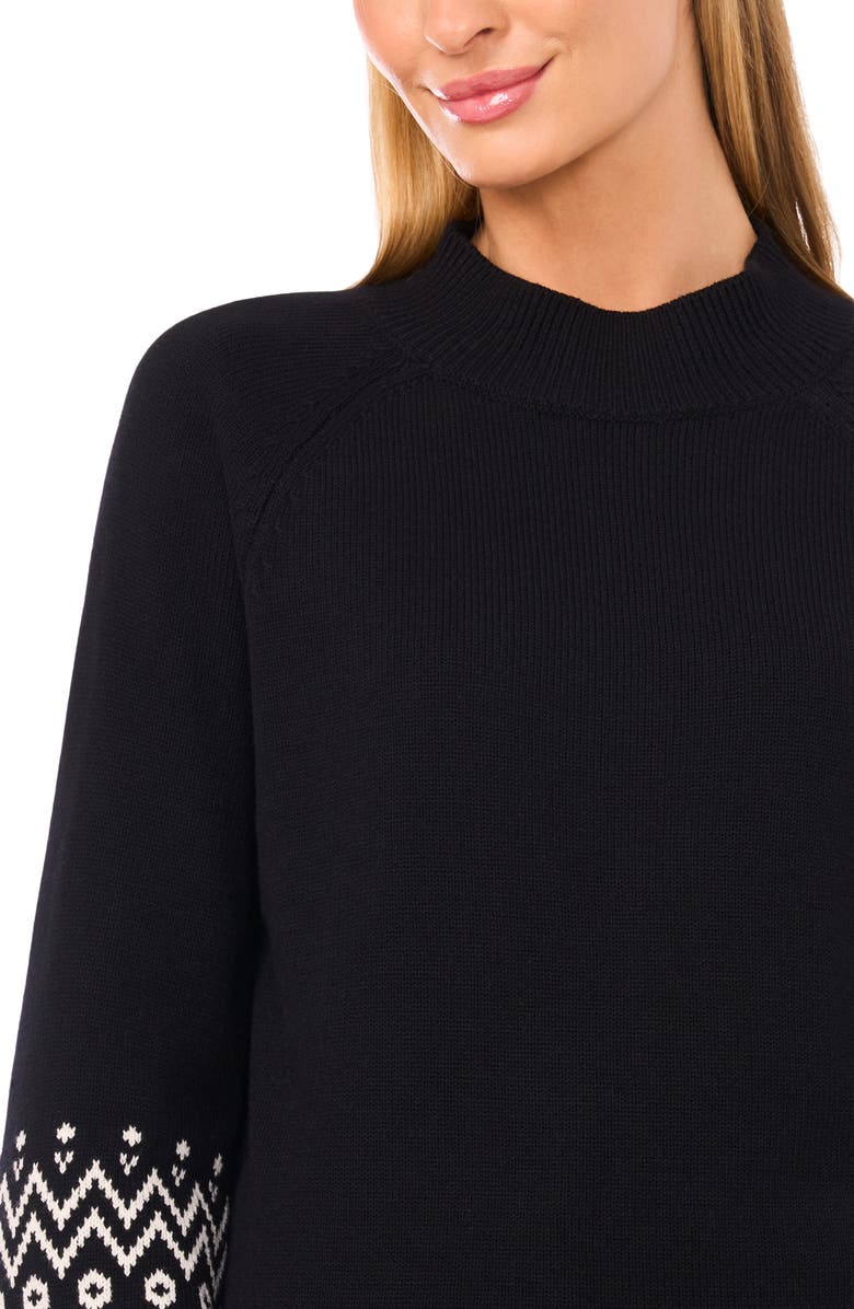 Halogen<sup>®</sup> Fair Isle Accent Mock Neck Sweater, Alternate, color, Rich Black
