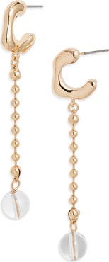 Open Edit Bead Linear Drop Earrings