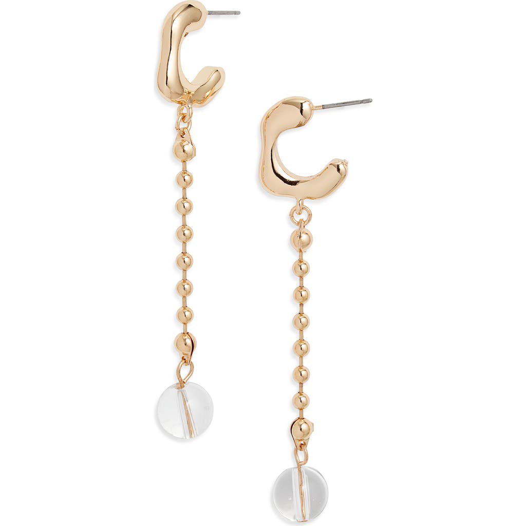 Open Edit Bead Linear Drop Earrings In Gold