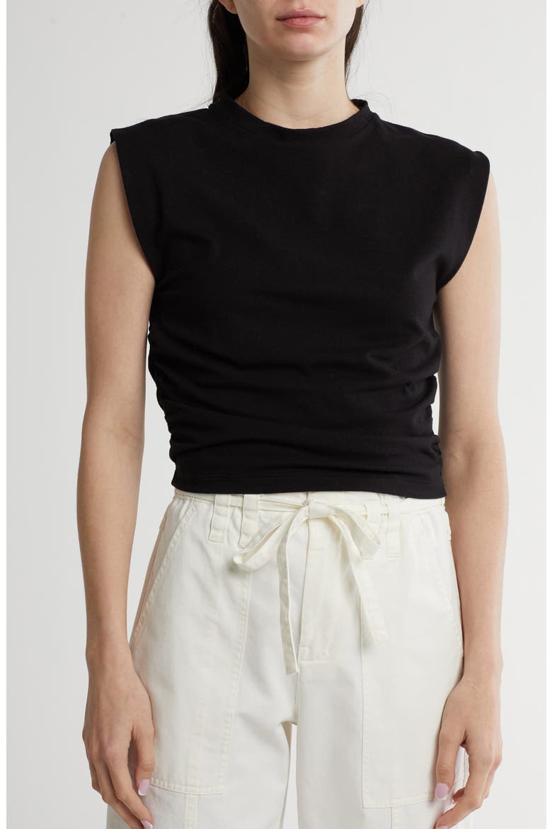 Ruched Side Muscle Tee, Main, color, BLACK
