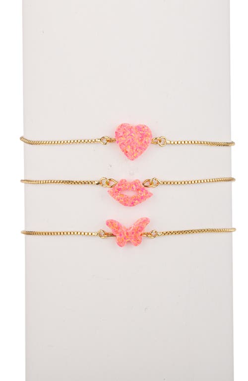 Eye Candy Los Angeles Set Of 3 Opal Slider Bracelets In Gold