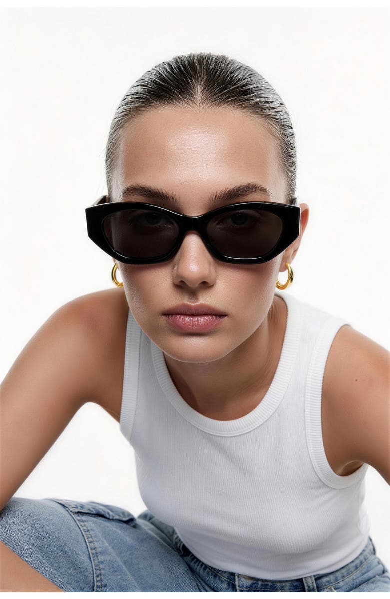 Classicharms Arc Oval Frame Sunglasses, Alternate, color, Black