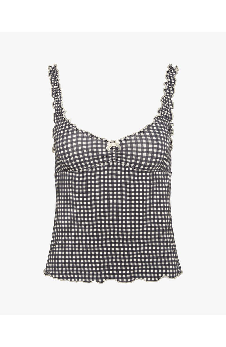 WeWoreWhat Lettuce Edge Tank, Alternate, color, Antiq Wht/Black