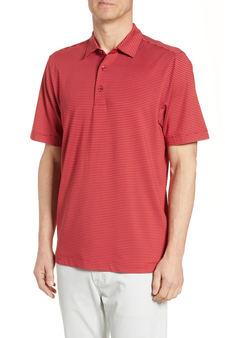 Forge DryTec Pencil Stripe Performance Polo, Main, color, CARDINAL RED