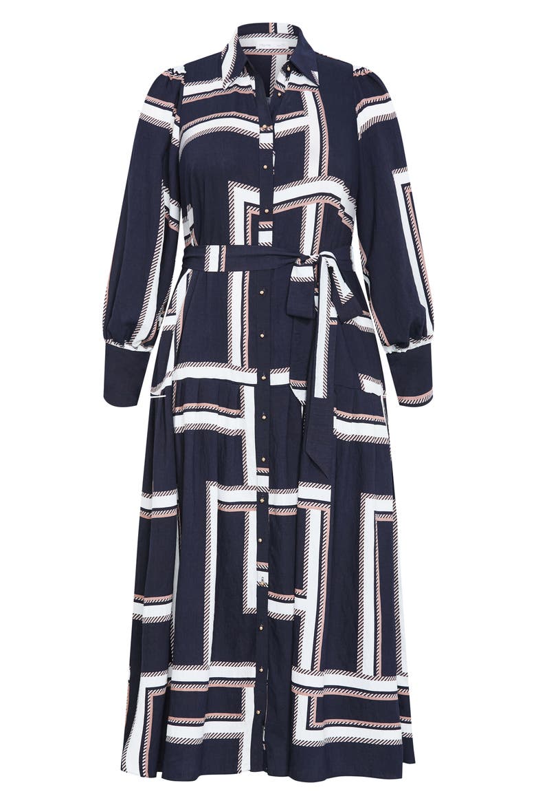 Kinsley Tie Waist Long Sleeve Shirtdress, Alternate, color, SLEEK STRIPES