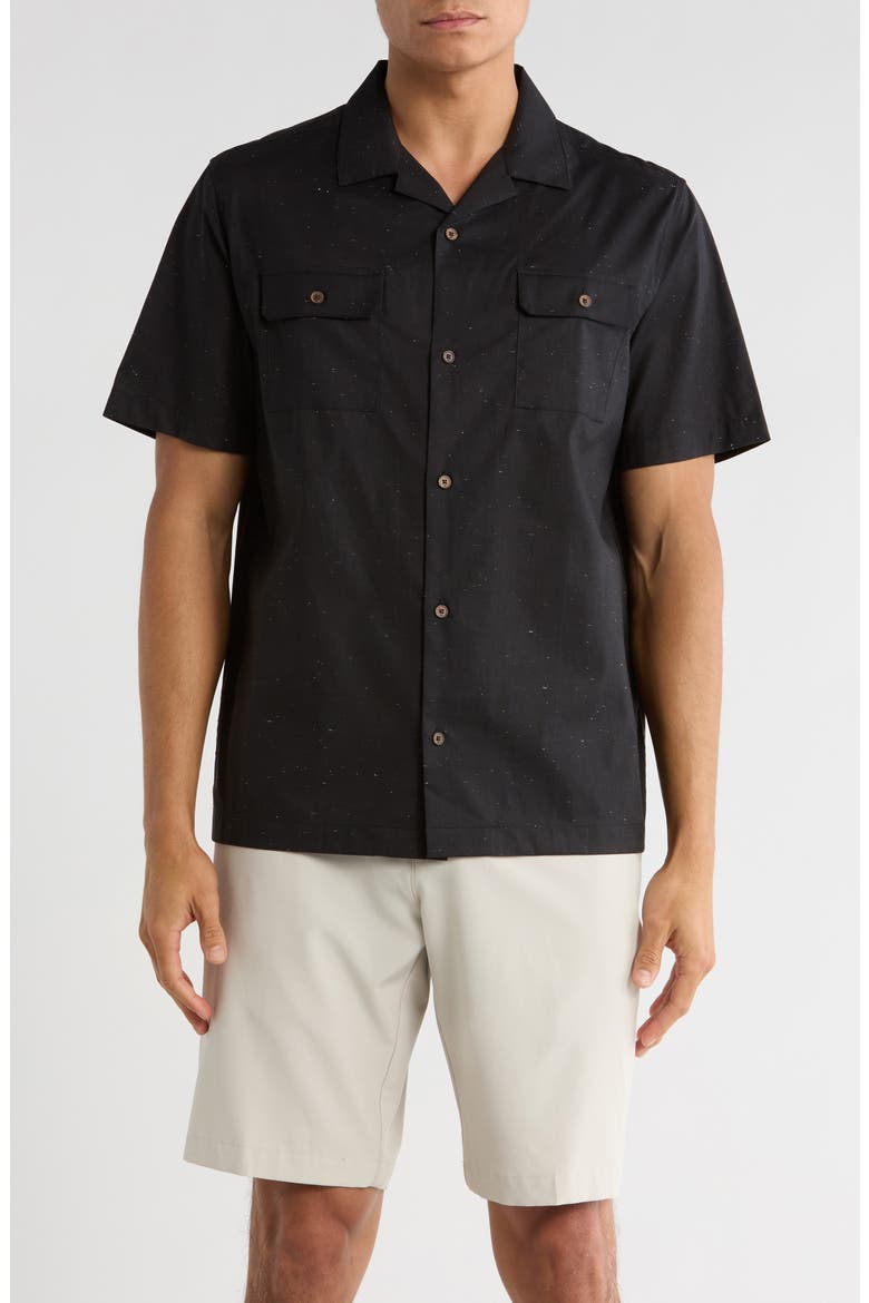 Windy Bay Short Sleeve Button-Up Shirt, Main, color, BLACK