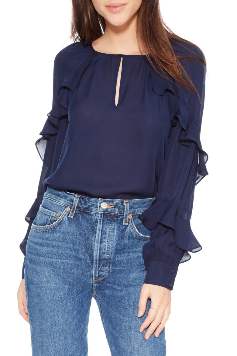 Julian Ruffle Blouse, Main, color, AQUARIUS