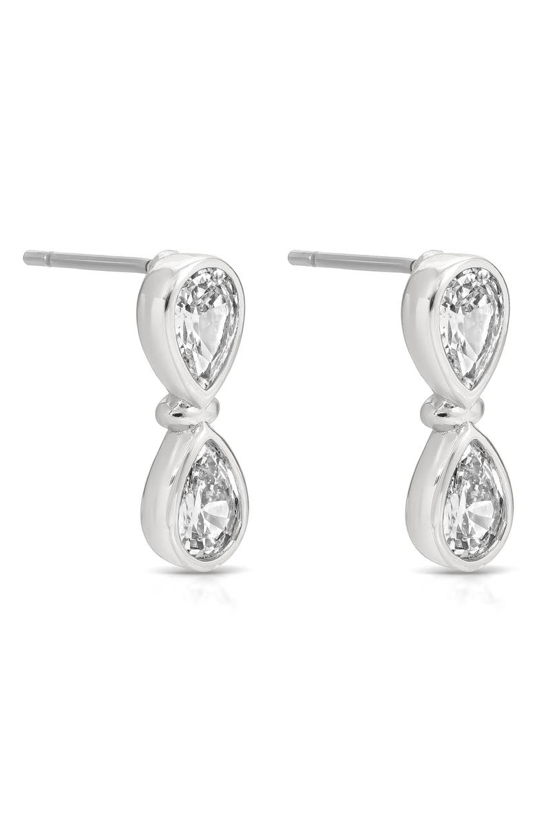 Ettika Infinity Crystal Drop Earrings, Alternate, color, Silver