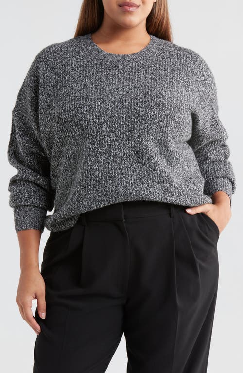 Nordstrom Crewneck Sweater In Black- Ivory Marl