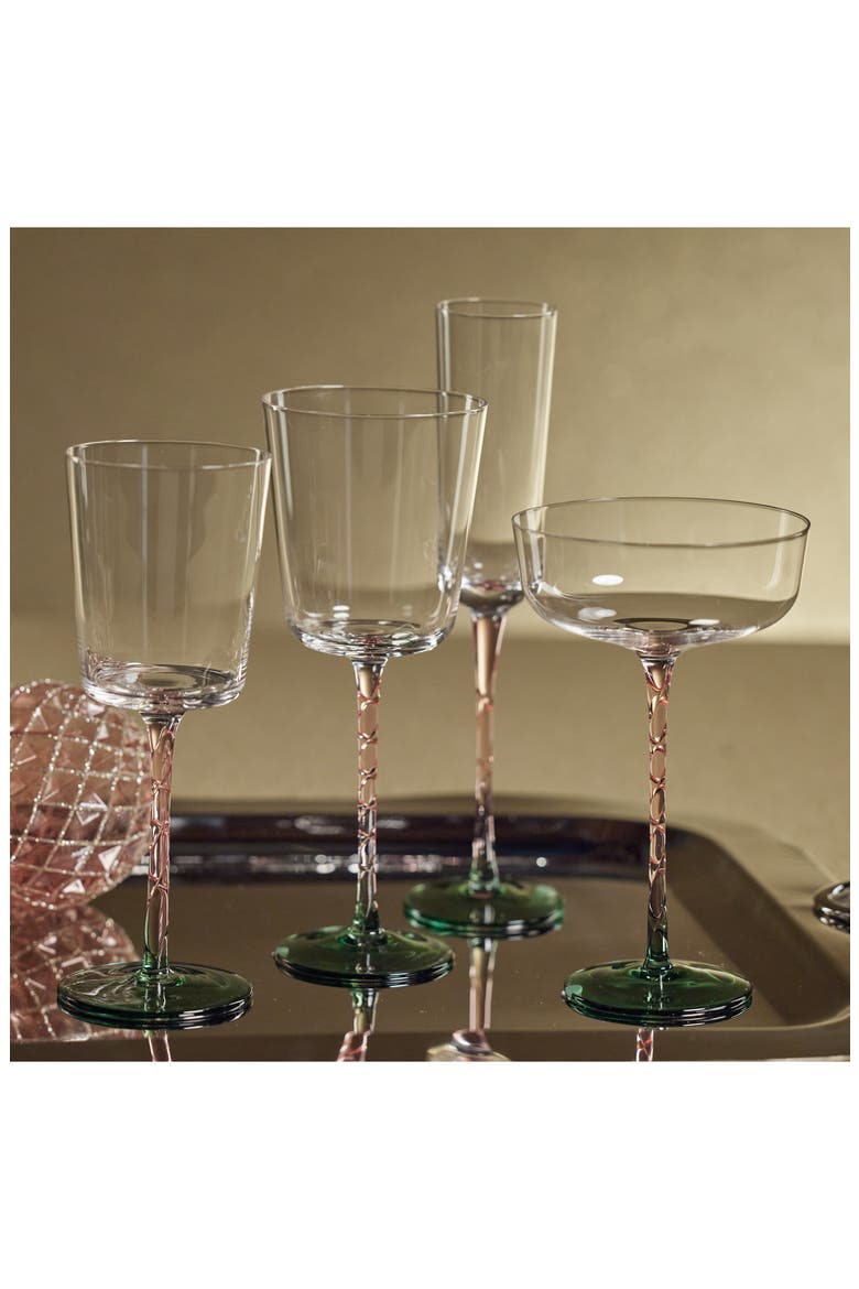 Sachi Set of 4 White Wine Glasses, Alternate, color, GREEN/ PINK