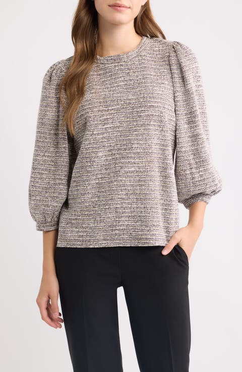Boucle Knit Balloon Sleeve Top