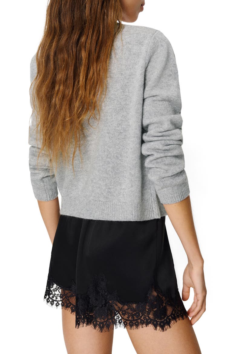 Clara Cashmere Crew Cardigan, Alternate, color, GRANITE