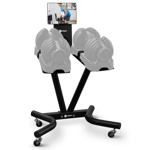 Adjustable Dumbbell Stand with Tablet Holder Home Gym Rack
