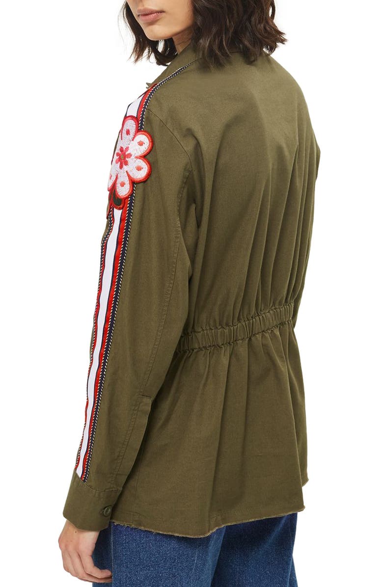 Topshop Embroidered Flower Power Shirt, Alternate, color,